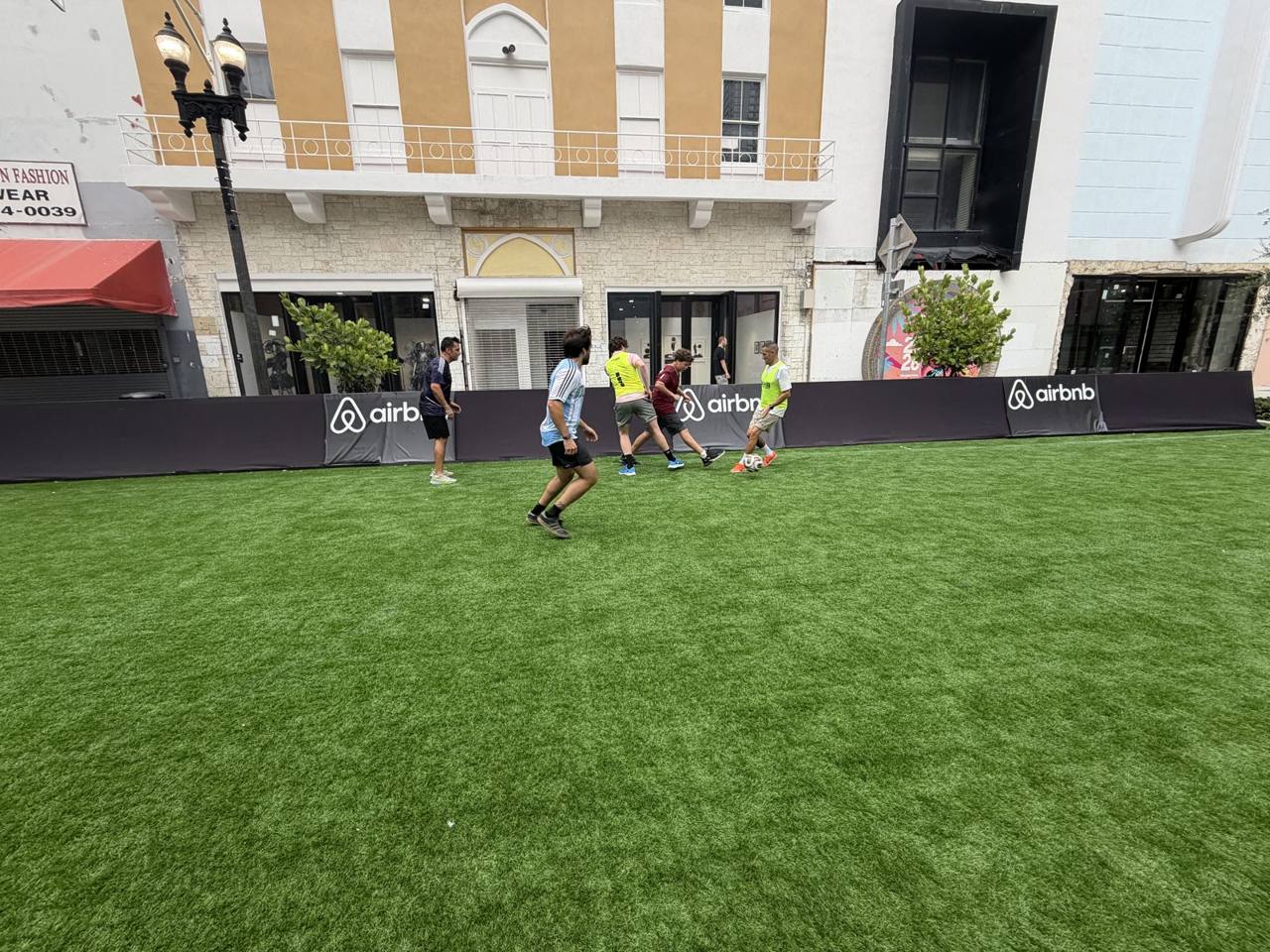 Kids mid-match on the turf